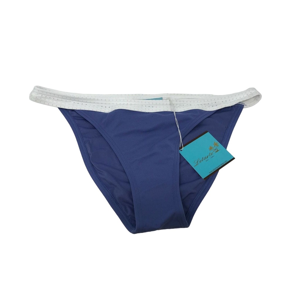 Letarte Medium Coverage Bikini Swim Bottom, Women's Size M - Purple/White